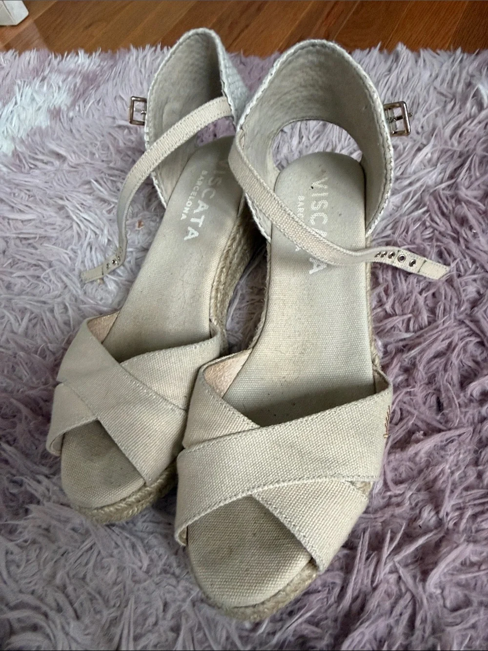 Cream Espadrille Wedge Sandals